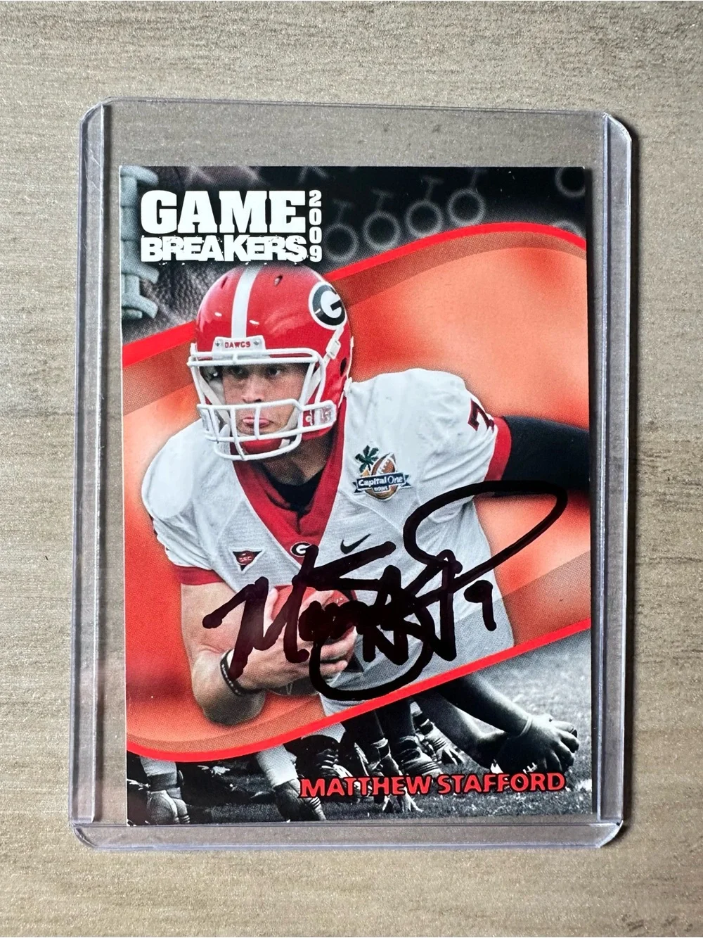 Matthew Stafford Signed Rookie Card. 2009 Game Breakers. Autograph. Georgia.
